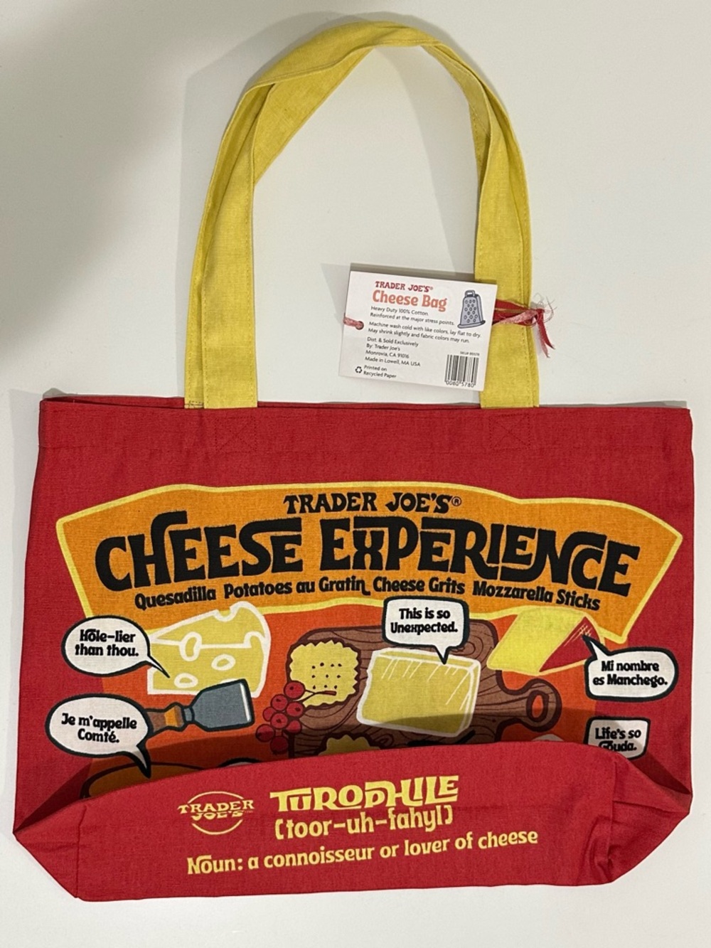 Trader Joe's Cheese Experience Tote Bag - Red & Yellow